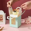 Cupcake singolo Scatole da imballaggio con maniglia per finestra trasparente Scatola per macaron portatile Scatole per torta di mousse Confezione di carta Festa di compleanno T2I53030