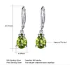Moda S925 Sterling Gümüş Avize Zeytin Yeşil Topaz Taş Damlalı Uzun Küpeler Zarif Mizaç Jewelry8810753