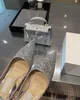 nuove scarpe eleganti 23ss data del matrimonio festa tacchi a punta tacchi marchio di moda sparkle tacco da donna glitterato a punta