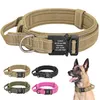 Spersonalizowany wojskowy Tactical Dog Collar Niestandardowy Nylon Bezpłatny wygrawerowany regulowany szkolenie dla średnich Duży 211022