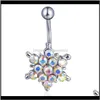 Bellknappringar Drop Leverans 2021 D0747 (1) Fin stil rosa färg som avbildad vattenrotor Piercing Jewlery Navel Belly Ring Body Jewelry O