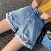Kort femme kvinnors denim shorts plus storlek 5xl sommar hög midja blå brett ben casual damer jeans för kvinnor 210429