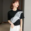 T-shirt do verão Asas do anjo Design de tendência t-shirt das mulheres t-shirt de manga curta moda camisa de menina casual