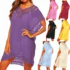 Blue Kaftan Beach Dress Dress Donne Cover-Ups Estate Black Tunic Swimsuit Cover Up V-Neck Party Abiti Pareo Beach Wear 9 Color 210319