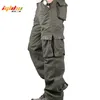 Herren Cargohose Baumwolle Casual Lange Hose Plus Multi Pocket Pantalon Homme Mode Militärische Taktische 210715