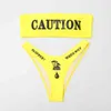 List Drukuj Bikini Sexy Stroje Kąpielowe Kobiety Bandeau Push Up Swimsuit Kobiet Dwa Kawałki Zestaw Bather Bathing Suit Beachwear 210521