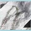 Ketten Anhänger Schmuckketten Hiphop Silber Farbe Round Lock Choker Halskette für Frauen Mädchen Metall Chunky Chain Link Halsketten Statement Jewe