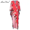 Mode Designer Runway Kleid Frühling Sommer Frauen Kleid Print Plus Größe Lose Maxi Kleider 210524