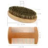 4 pièces ensemble de brosse à barbe pour hommes double face style peigne ciseaux avec sac de rangement Kit mâle outil de soin de rasage du visage brosses à cheveux 3834546