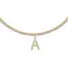 Naszyjniki wiszące Az litera Początkowy naszyjnik złoty srebrny kolor tenisowy Choker Rhinestone Woman Partywedding Fashion Jewelry3607764