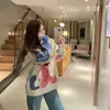 Watercolor Graffiti Fairy Sweater Women's Loose Long Thin Tie-dye Sweater Autumn Long-sleeved Pullover Tops Female Drop 211103