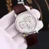 42mm Bovet 19Thirty Dimier Watches Rnts0008 Automatisk herrklocka White Dial Blue Subdial Steel Case Leather Strap HWBT Hello Watch7191547