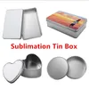 De gros! Sublimation stockage boîtes en aluminium Rectangle coeur rond boîte en fer blanc transfert de chaleur boîtier en métal blanc bonbons maquillage peut A12