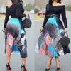 Women Fashion Girl Print Skirts Cartoon Pattern High Elasticity Pleated Midi Shirt High Street A-Line Shirts Plus Size 210619