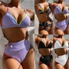 Nuovo bikini a vita alta donna scollo a V costumi da bagno costume da bagno push up femminile patchwork costumi da bagno estate spiaggia indossare costume da bagno 1296 Z2