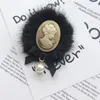 Pins, Brooches Vintage Mink Hair Ball Brooch Beauty Head Bow Lapel Pin Shirt Collar Hat Bag Clothing For Women Accessories