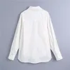 Elegant Women White Turn Down Collar Shirts Fashion Ladies Button Tops Streetwear Female Chic Cotton Loose Blouses 210527