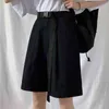 Flightit Kadın Bermuda Şort Pamuk Yüksek Bel Geniş Bacak Ön Pleats Artı Boyutu Kız Öğrenci Kız Günlük Kıyafet 210719