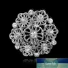 Rinhoo Crystal Silver Plated Flower Broszki Rhinestone Broszka Pins Kobiety Mężczyźni Wedding Party Bukiet Brooch Pin Biżuteria Cena Fabryczna Ekspert Design Quality