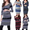 Sukienki ciążowe 2021Top Kobiety Casual Długim Rękawem Wrap Sukienka Pielęgniarska Ciężarówka Kobieta Bodycon Ciąża Odzież Robe Femme Q0713