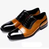 Продажи подлинные мужские оксфорды черно -оранжевый бизнес итальянская модная мужская обувь F
