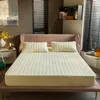 Sheets & Sets Solid Color Bed Sheet Mattress Cover Washable Breathable Embossed Stitching Oversized Bedding