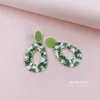 Unique Design Spring Summer Colorful Plant Wave Point Printing Acrylic Geometric Earrings Lady Hawaiian Jewelry Wholesale Dangle & Chandelie