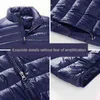 Autumn Winter Down Jacket Men Casual Stand Collar Ultra Light Parka Coat Portable Outwear Windproof White Duck 4XL 211129