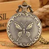 Steampunk Butterfly Design Mens Womens Quartz Analog Pocket Watch Arabic Number Dial Top Gift Pendant Clock for Kids Halsband Chai2568