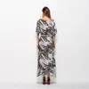 Women Summer Bohemian Printed Chiffon Dress for Loose Casual Batwing Sleeve Long es Female Beach Holiday Club 210514