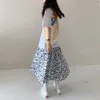 Kelebek Desen Baskı Sevimli Midi Pileli Etek Bayanlar Yaz A-Line Moda Yüksek Bel Uzun Etekler Harajuku Streetwear 210421