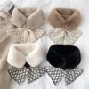 Koreanische Winter Kreuz Gitter Dicke Stricken Warme Schal Snood Frauen Winddicht Gefälschte Kragen Faux Kaninchen Fell Nackenschutz Plüsch schal Q87 H0923