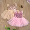 0-4y Kid Baby Girl Sukienka Ubrania Cekiny Tulle Princess Dresses Casual Berbecia Dresses Dla Dziewczyn Urodziny Odzież Q0716