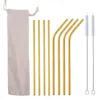 6*241mm Stainless Steel Drinking Straws Reusable Colorful Metal Straw Cleaning Brush for Party Wedding Bar
