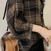 2019 Jesień Chic Kratę Koszulki Kobiety Batwing Sleeve Szyfonowe Bluzki Casual Koszulka Femme Topy Plus Size Tartan Blusas Mujer H1230