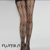 Mode kvinna Lady Girls Black Sexy Fishnet Pattern Jacquard Strumpor PantyHose Tights Skull Woman 1PCS DWW36 X0521