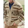 Sweter męska Lapel Cardigan Dekorowanie Drukowane Europejski i Amerykański Ręcznie Knitting Wool Soft Stretch Coat Loose Różne Rozmiar Męski sweter