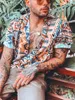 Shirts Men's Summer Fashion Casual Lapel Leopard Short Sleeve Shirt Top Blouse Ethnic Style Camisas Masculina 2022 Hawaii
