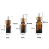 Botella de perfume de aceite esencial de vidrio ámbar Botella de goteta de la pipeta del reactivo de líquido con la tapa de bambú 5 ml a 100ml