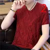 Men's Lapel Loose Business Mercerized Cotton Summer Short Sleeve T-Shirt 210420