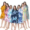 Hombres gruesos Mujeres con capucha de tela de coral de coral Tela de manga larga cálida ropa de hogar Tie-Dye Lazy Wear Franel Nightgown Manta Manta Adultos