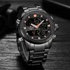 Naviforce Luxury Brand Mäns Militär Sport Klocka Men Fashion Army Quartz Klockor Man Rostfritt Stål LED Analog Digital Klocka 210517