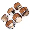 D&d New Leather Za Leopard Multicolor Bracelet for Women Boho Gold Color Button Vintage Christmas Punk Jewelry Q0719