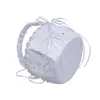 ホワイトサテンの結婚式のバスケット枕セット蝶パターンちょう結びリングベアラー枕と花嫁の花の女の子のバスケットH-5665