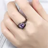 Rouge violet cubique Zircon coeur anneau bande doigt diamant femmes fiançailles anneaux de mariage bijoux de mode cadeau Will et Sandy