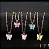 & Pendants Drop Delivery 2021 Ifmia Fashion Butterfly Pendant Necklace Boho Pink Gold Color Necklaces For Women Girl Elegant Choker Sweet Jew