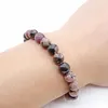 Fili di perline Natural Black Genuine Stripes Bracciale in pietra di rodocrosite per le donne Stretch Femme Charm Love Round Bead Jewelry Gift Inte22