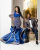 Aso Ebi Arabisch Royal Blue Lace kralen avond zeemeermin prom jurken sexy formele feest tweede receptie jurken