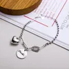 925 Sterling Silver Para Bransoletka English Letter Tag Heart Wisiorek Tajska Biżuteria ręczna dla kobiet Party Prezent