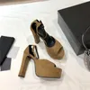Sandali da donna di lusso di design Bianca Oro Sandalo con plateau e cinturino a T in oro Vera pelle con scatola
